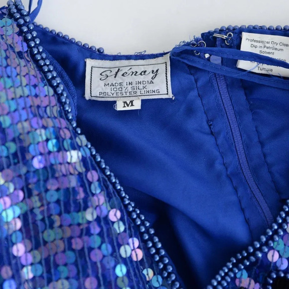 Vintage Lord & Taylor Purple 100% Silk Deadstock Sequins Short Sleeve Blouse M - Picture 15 of 15